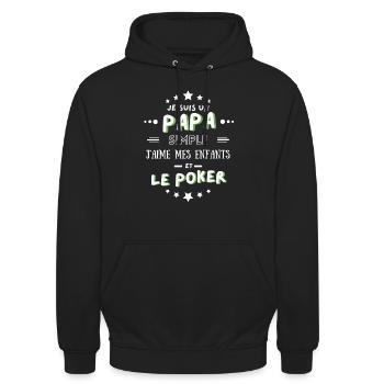 Meilleur papa poker enfant humour cadeau - Sweat-shirt à capuche unisexe - noir - Devant - Alina (178cm) & Michal (187cm)