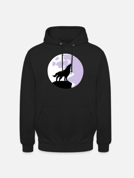 wolf and full moon - Unisex Hoodie - black