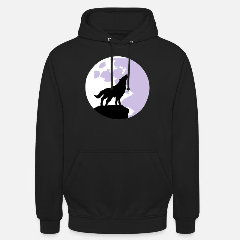 wolf and full moon - Sweat-shirt à capuche unisexe - noir