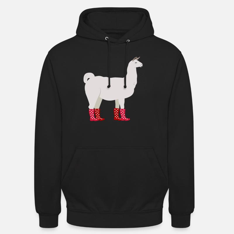 Bottes en caoutchouc d'alpaga - Sweat-shirt à capuche unisexe - noir