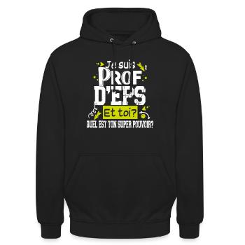 Prof d'EPS Sport Professeur Métier Cadeau Humour - Sweat-shirt à capuche unisexe - noir - Devant - Alina (178cm) & Michal (187cm)
