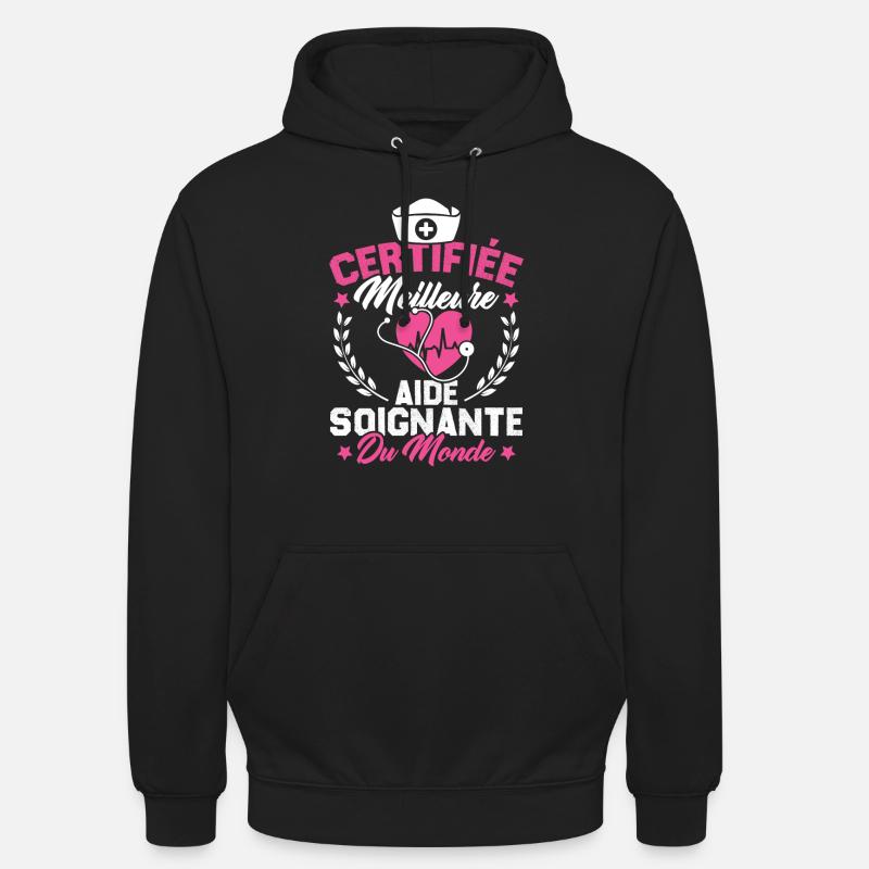 Certifiée meilleure aide-soignante du monde - Sweat-shirt à capuche unisexe - noir