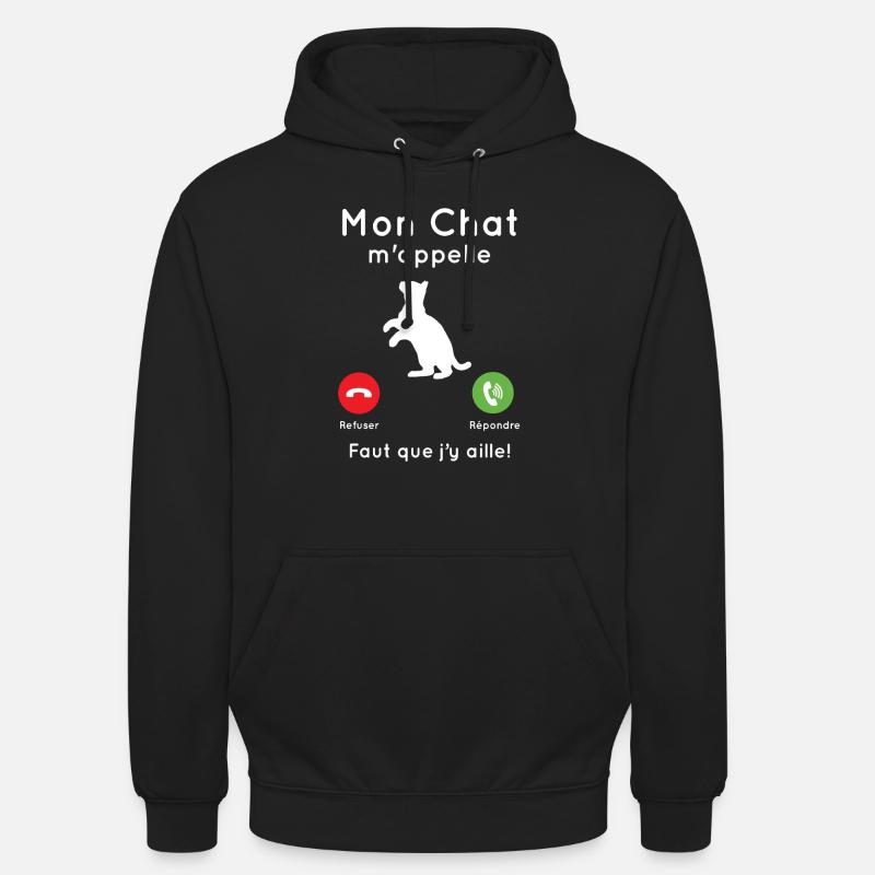 Mon chat m'appelle - Sweat-shirt à capuche unisexe - noir