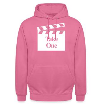 Clapperboard - take one - Unisex Hoodie - pink - Front - Alina (178cm) & Michal (187cm)