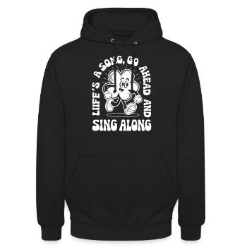 Life is a Song, allez-y et chantez avec nous. - Sweat-shirt à capuche unisexe - noir - Devant - Alina (178cm) & Michal (187cm)