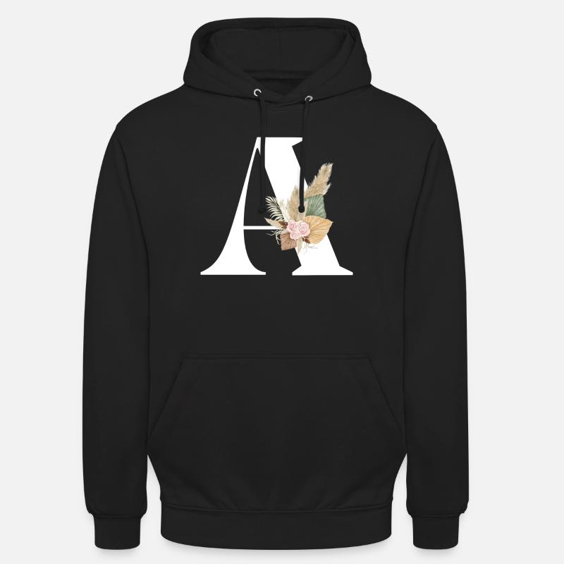 lettre A fleuris - Sweat-shirt à capuche unisexe - noir
