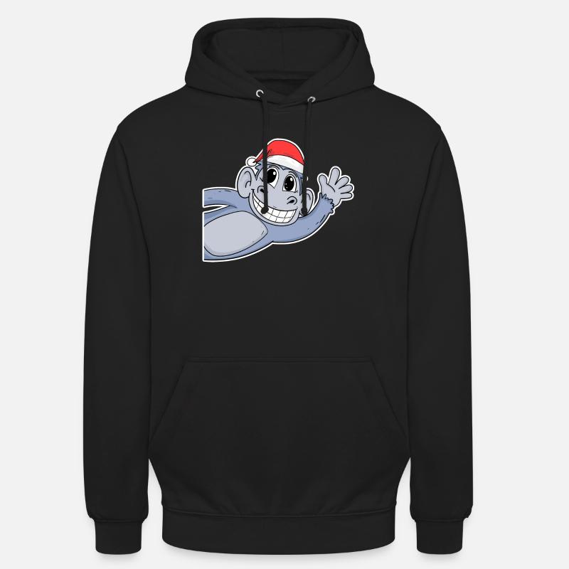 Affe Weihnachten - Unisex Hoodie - Schwarz