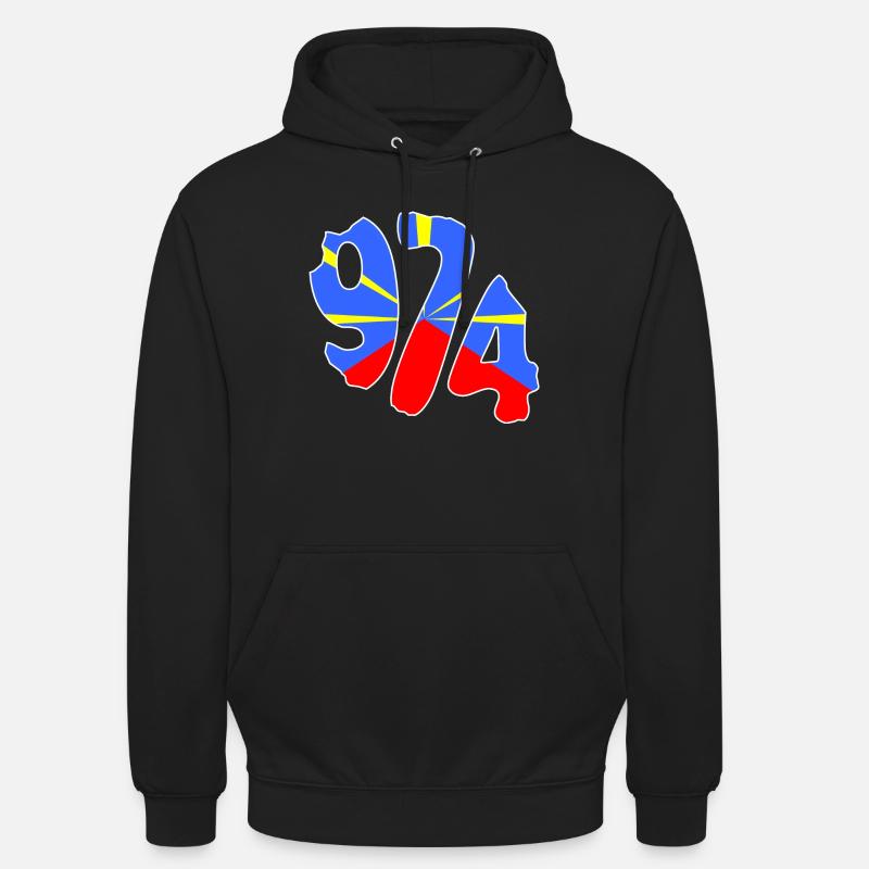 974 Drapeau - Sweat-shirt à capuche unisexe - noir