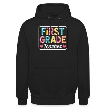 First Grade Teacher Back To School - Unisex Hoodie - Schwarz - Vorne - Alina (178cm) & Michal (187cm)