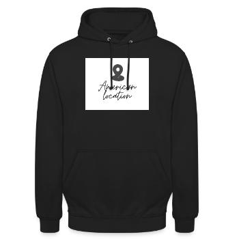 Amerikanischer Standort Pin - Unisex Hoodie - Schwarz - Vorne - Alina (178cm) & Michal (187cm)