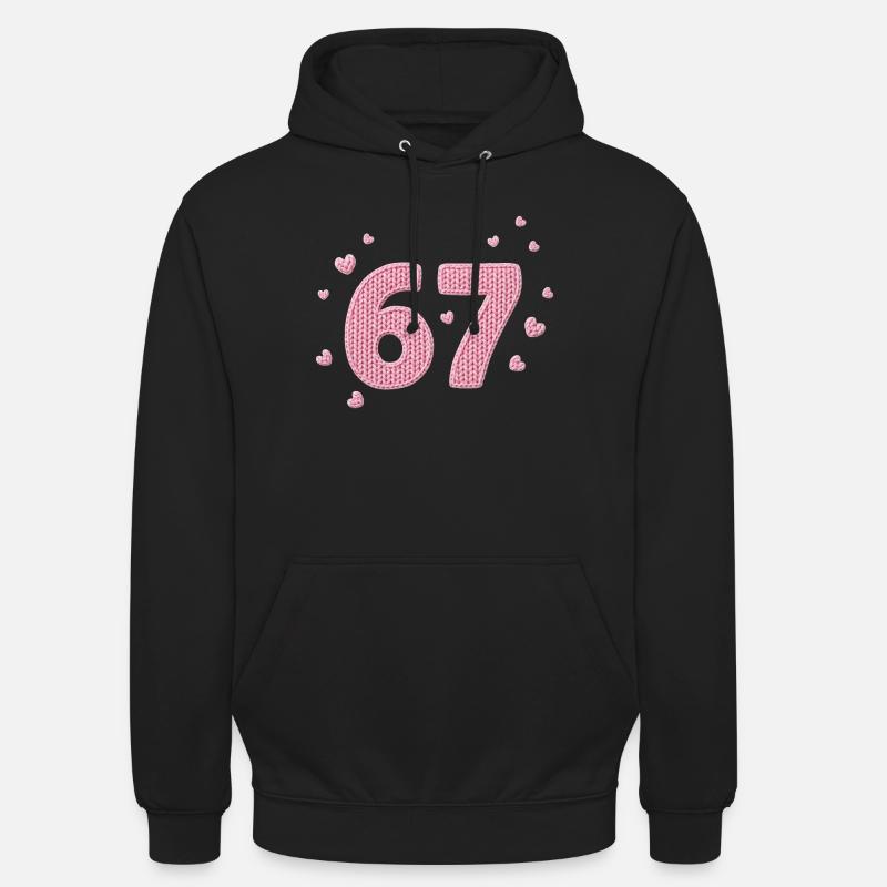 6 7 Meme – Pink Heart Pattern - Unisex Hoodie - Schwarz