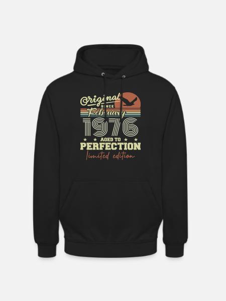 Anniversaire février 1976 - Sweat-shirt à capuche unisexe - noir