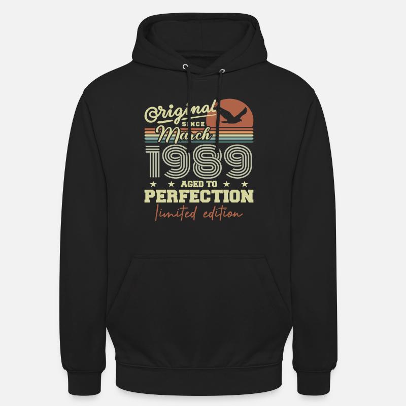 bursdag mars 1989 - Unisex-hettegenser - svart