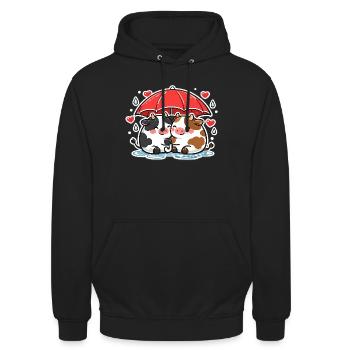 Cow duo under umbrella - Unisex Hoodie - black - Front - Alina (178cm) & Michal (187cm)