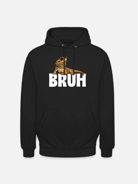 Bruh Bearded Dragon Funny Beardie - Unisex Hoodie - black