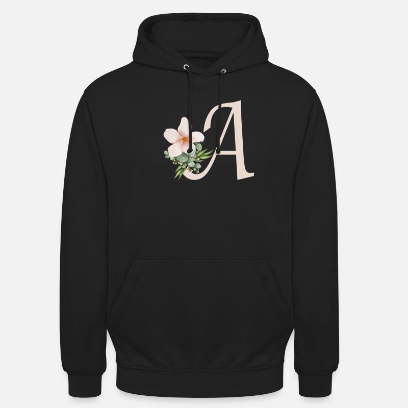 Buchstabe A mit Blume - Unisex Hoodie - Schwarz
