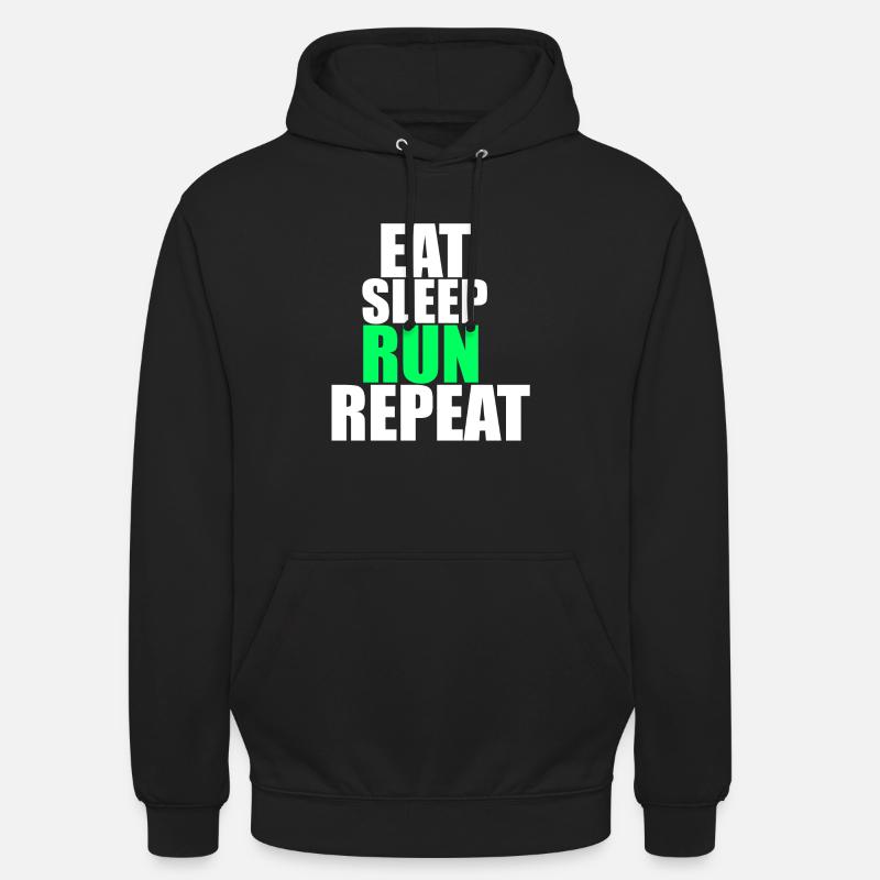 Manger dormir courir répéter! - Sweat-shirt à capuche unisexe - noir