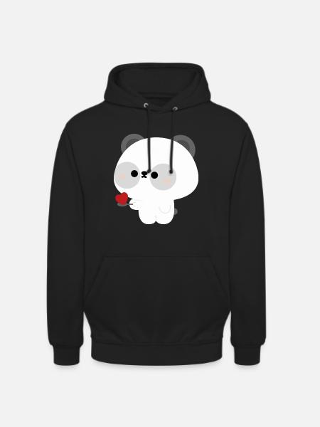 Panda Feeding Love - Unisex Hoodie - black