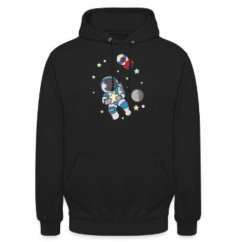 L’astronaute vole en apesanteur en combinaison spatiale - Sweat-shirt à capuche unisexe - noir - Devant - Alina (178cm) & Michal (187cm)