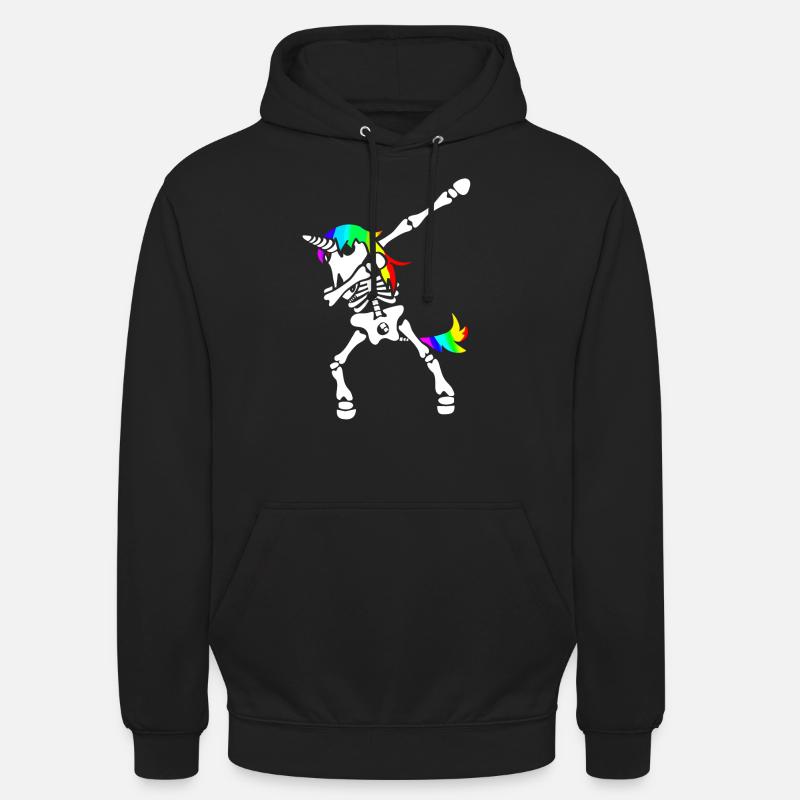 Dab Einhorn Skelett Dabbing Gerippe Halloween - Unisex Hoodie - Schwarz