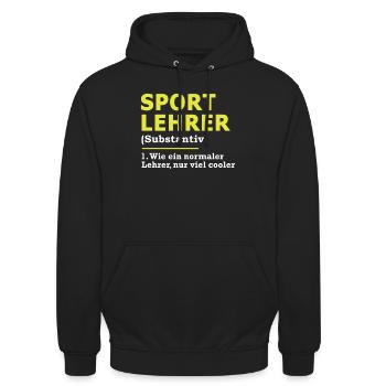 Sportlehrer Sport Lehrer Spruch Geschenk - Unisex Hoodie - Schwarz - Vorne - Alina (178cm) & Michal (187cm)