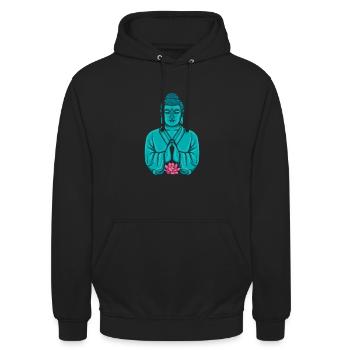 Bouddha Lotus Illumination Spiritualité Fleur de Lotus - Sweat-shirt à capuche unisexe - noir - Devant - Alina (178cm) & Michal (187cm)