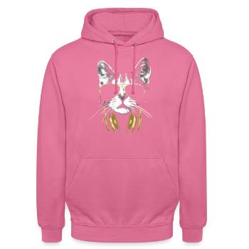 Dj Cat Bling Bling - Unisex Hoodie - pink - Front - Alina (178cm) & Michal (187cm)
