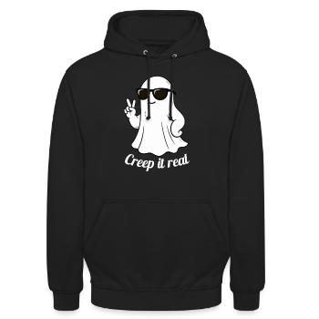 Cooles Geist Design - Creep it real - Unisex Hoodie - Schwarz - Vorne - Alina (178cm) & Michal (187cm)