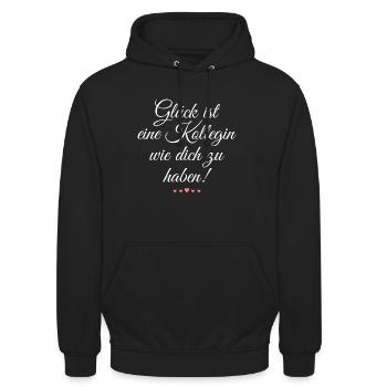 Glück ist eine Kollegin wie dich zu haben - Unisex Hoodie - Schwarz - Vorne - Alina (178cm) & Michal (187cm)