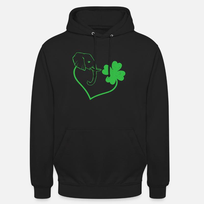 Eléphant Cloverleaf Coeur Cloverleaf - Sweat-shirt à capuche unisexe - noir
