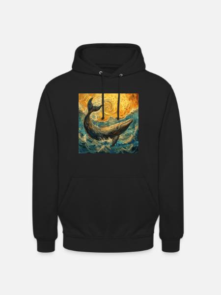 Whale Fish Van Gogh - Unisex Hoodie - black