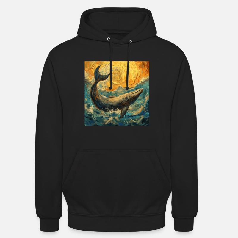 Poisson-baleine Van Gogh - Sweat-shirt à capuche unisexe - noir