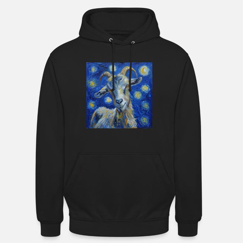 Chèvre Van Gogh Nuit étoilée - Sweat-shirt à capuche unisexe - noir