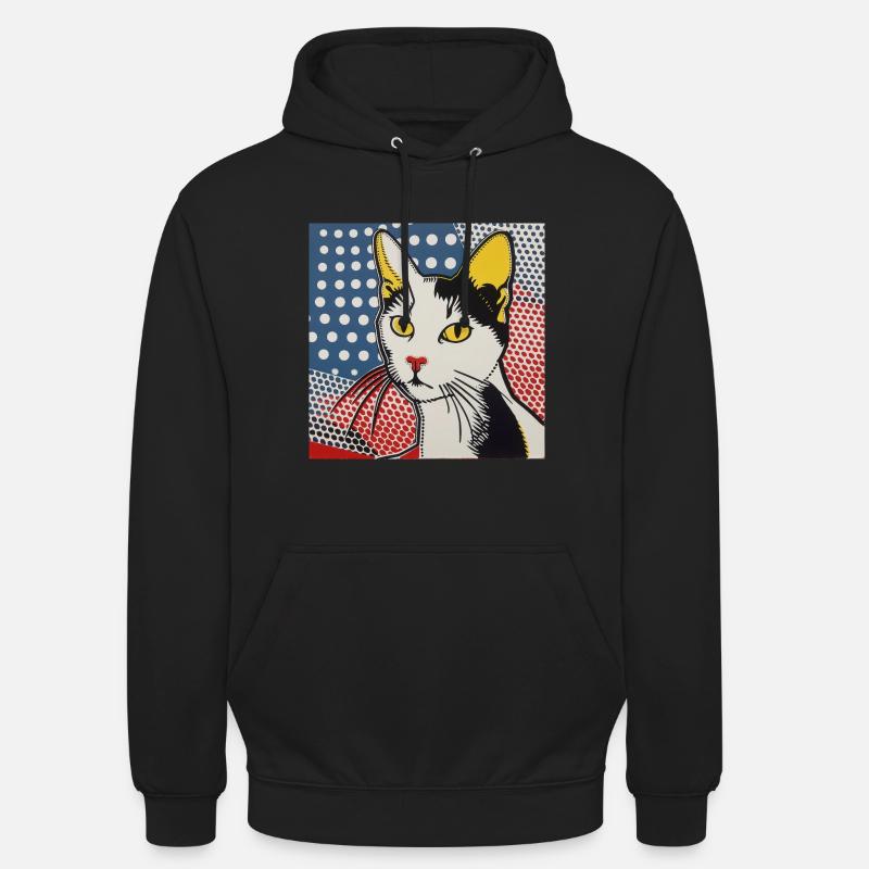 Chat, Motif De Chat - Sweat-shirt à capuche unisexe - noir