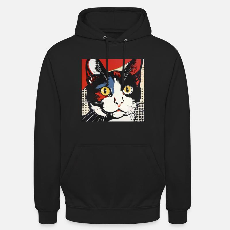 Chat, Motif De Chat - Sweat-shirt à capuche unisexe - noir