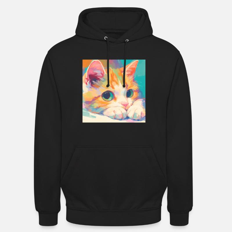 Chat, Motif De Chat - Sweat-shirt à capuche unisexe - noir