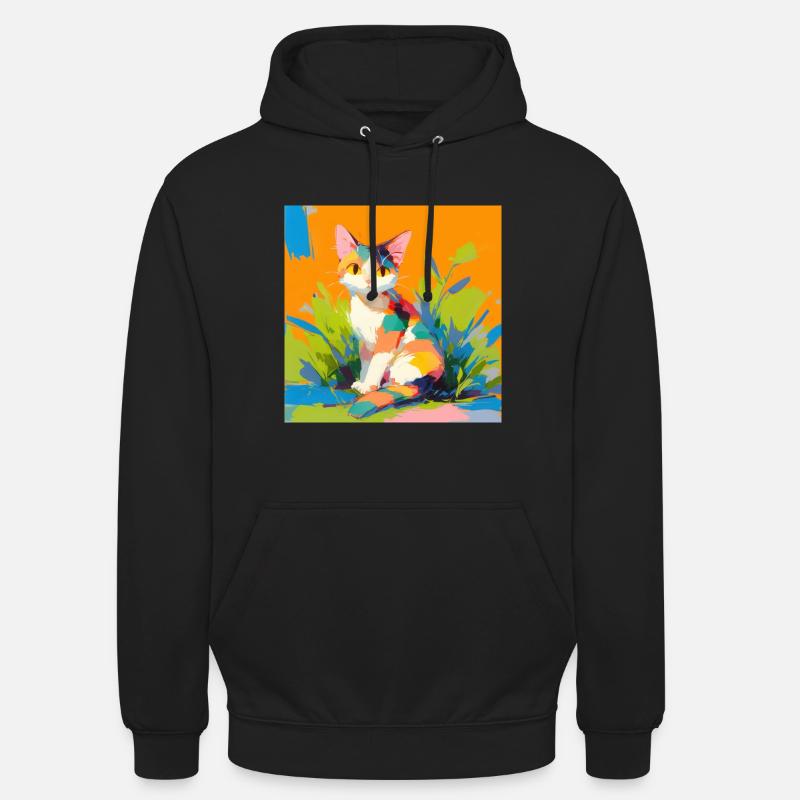 Chat, Motif De Chat - Sweat-shirt à capuche unisexe - noir