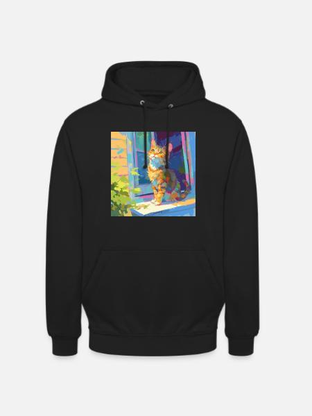 Chat, Motif De Chat - Sweat-shirt à capuche unisexe - noir