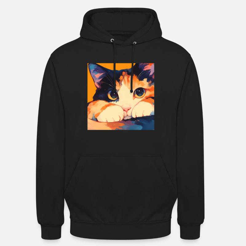 Chat, Motif De Chat - Sweat-shirt à capuche unisexe - noir