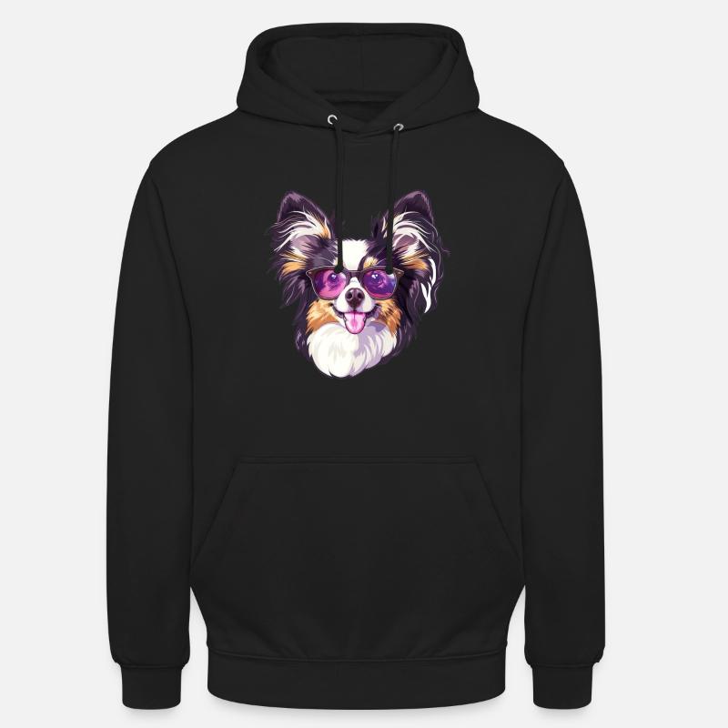 Épagneul miniature continental Papillon - Sweat-shirt à capuche unisexe - noir
