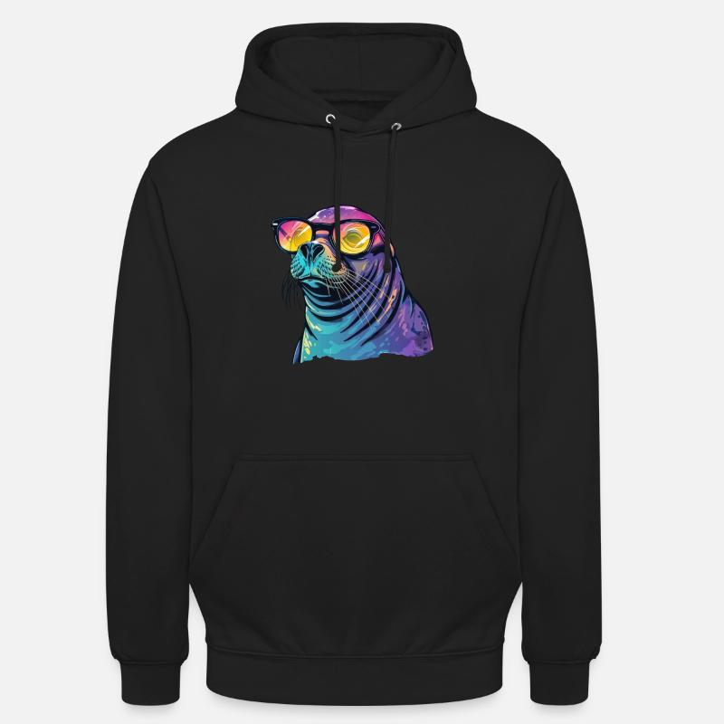 Robbe Seelöwe Sonnenbrille - Unisex Hoodie - Schwarz