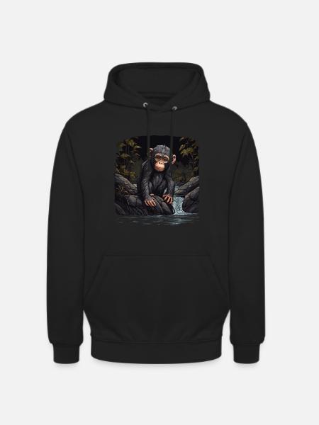 Chimpanzee Monkey - Unisex Hoodie - black