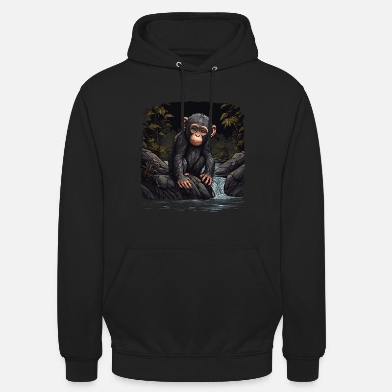 Schimpanse Affe - Unisex Hoodie - Schwarz