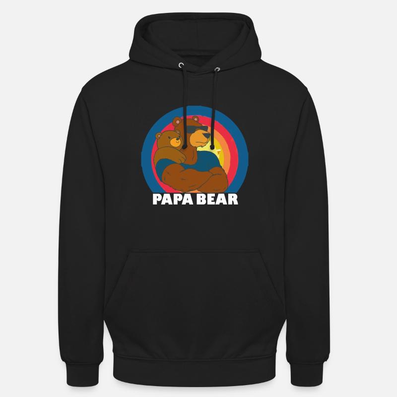 Papa Ours - Sweat-shirt à capuche unisexe - noir