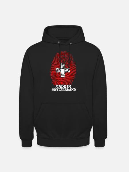 Suisse - Fabriqué en Suisse - Sweat-shirt à capuche unisexe - noir