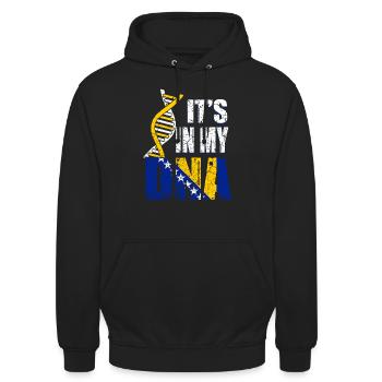 Bosnien ist in meiner DNA - Unisex Hoodie - Schwarz - Vorne - Alina (178cm) & Michal (187cm)
