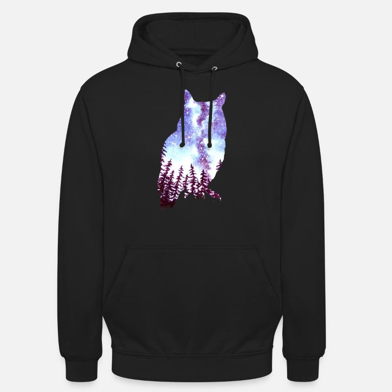 Eule Sternenhimmel Wald - Unisex Hoodie - Schwarz