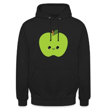 cute apple,süßer apfel, green - Unisex Hoodie - Schwarz - Vorne - Alina (178cm) & Michal (187cm)