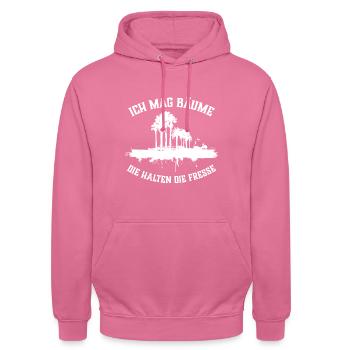 Ich mag Bäume! Lustiger Spruch Wald Natur Funshirt - Unisex Hoodie - Pink - Vorne - Alina (178cm) & Michal (187cm)