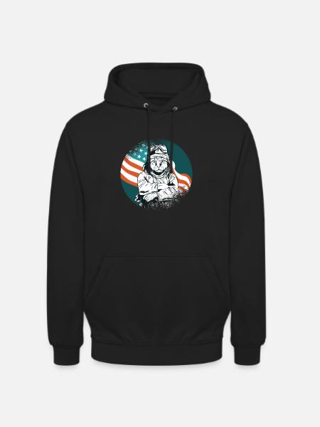 Pilot plane cat kitten - Unisex Hoodie - black